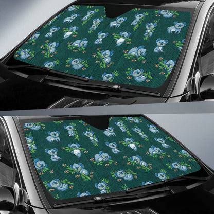 Koala Blue Design Print Car Sun Shade For Windshield