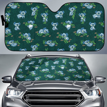 Koala Blue Design Print Car Sun Shade For Windshield