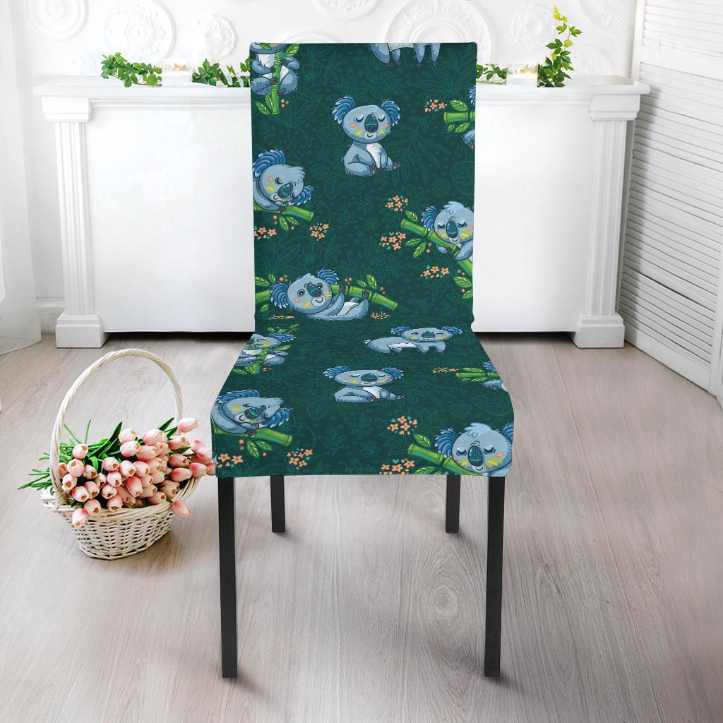 Koala Blue Design Print Dining Chair Slipcover-JTAMIGO.COM