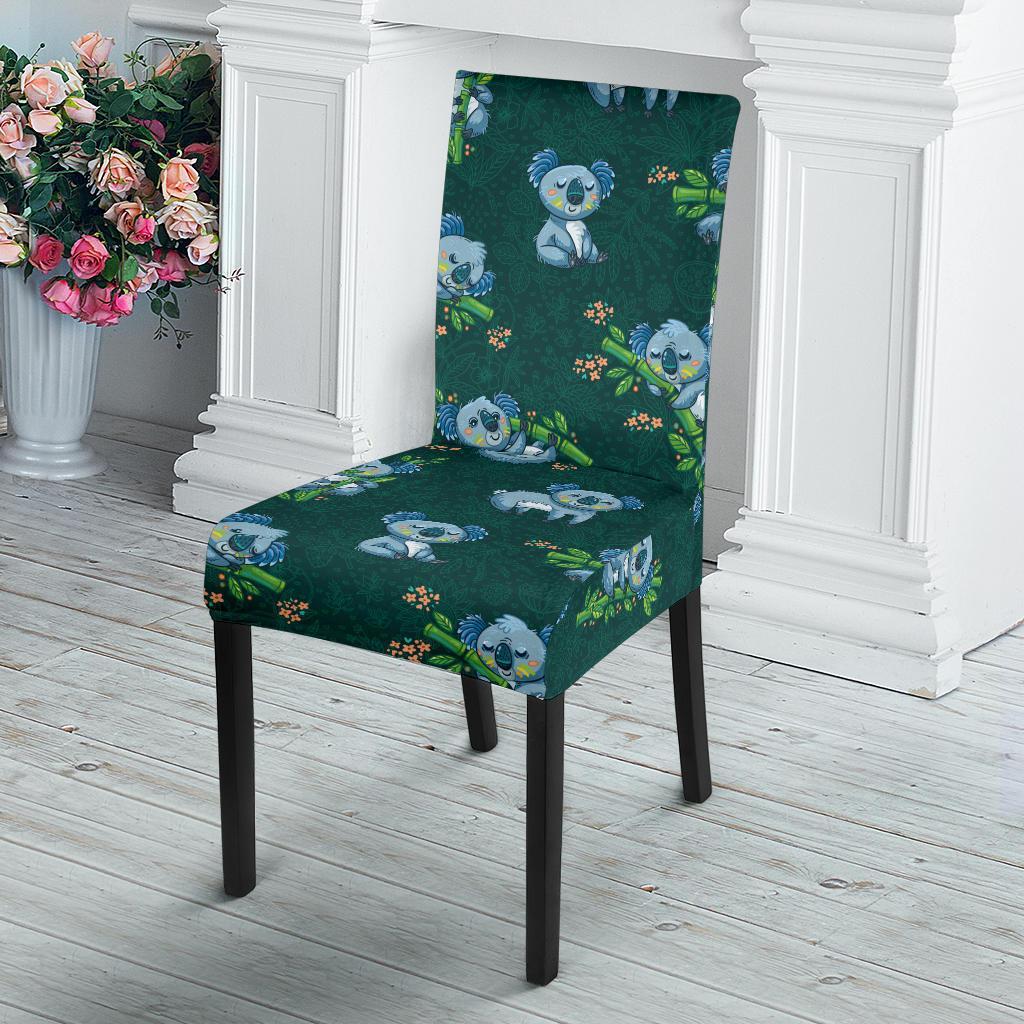 Koala Blue Design Print Dining Chair Slipcover-JTAMIGO.COM