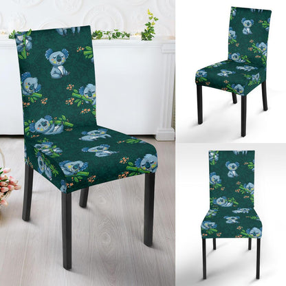Koala Blue Design Print Dining Chair Slipcover-JTAMIGO.COM