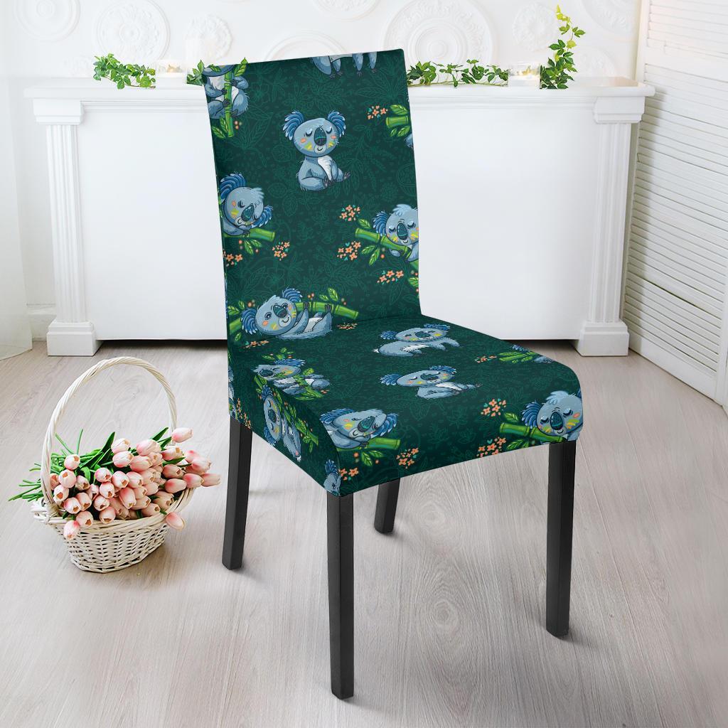 Koala Blue Design Print Dining Chair Slipcover-JTAMIGO.COM