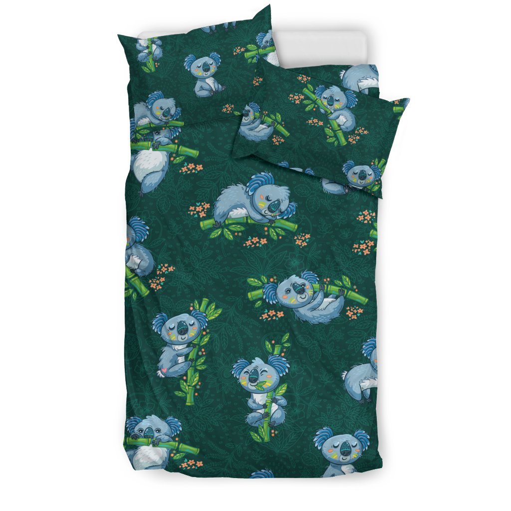 Koala Blue Design Print Duvet Cover Bedding Set