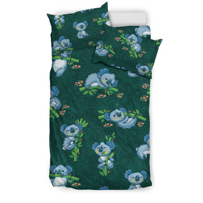 Koala Blue Design Print Duvet Cover Bedding Set