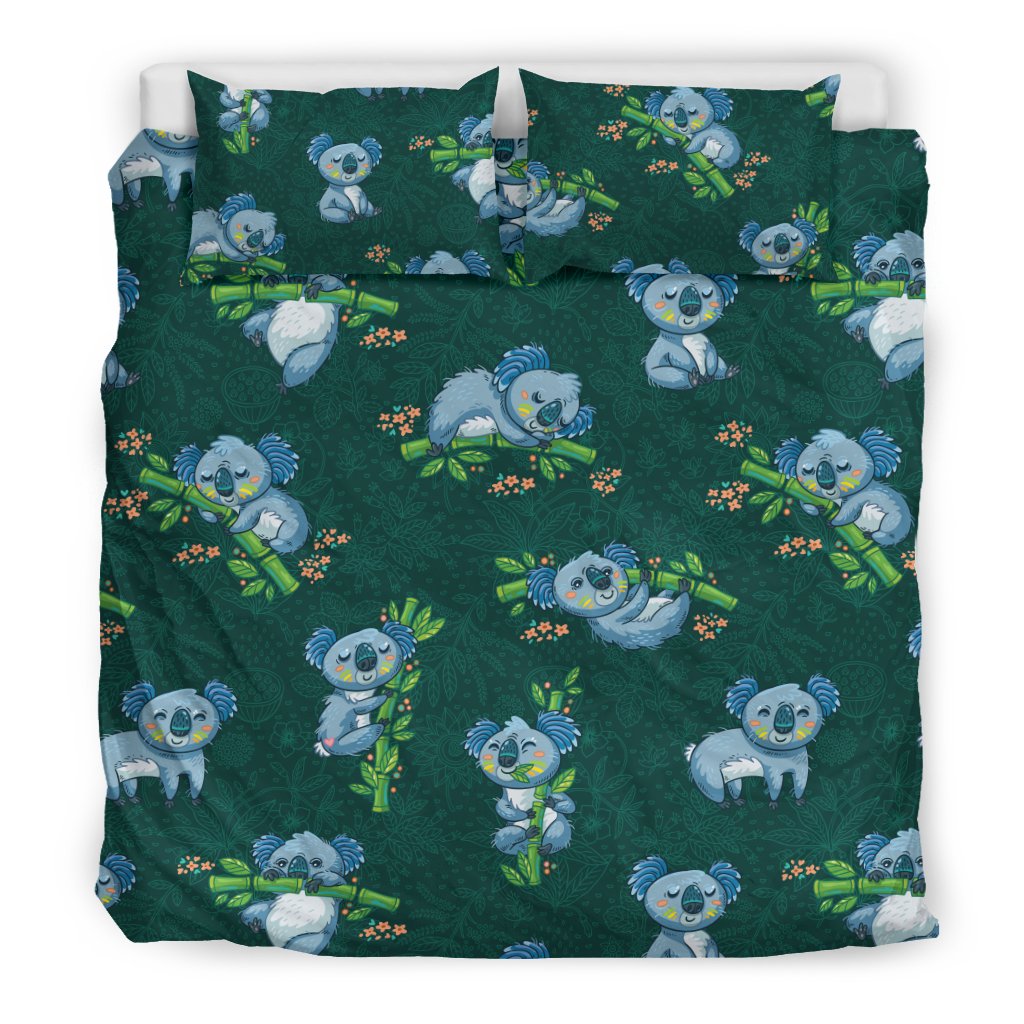 Koala Blue Design Print Duvet Cover Bedding Set