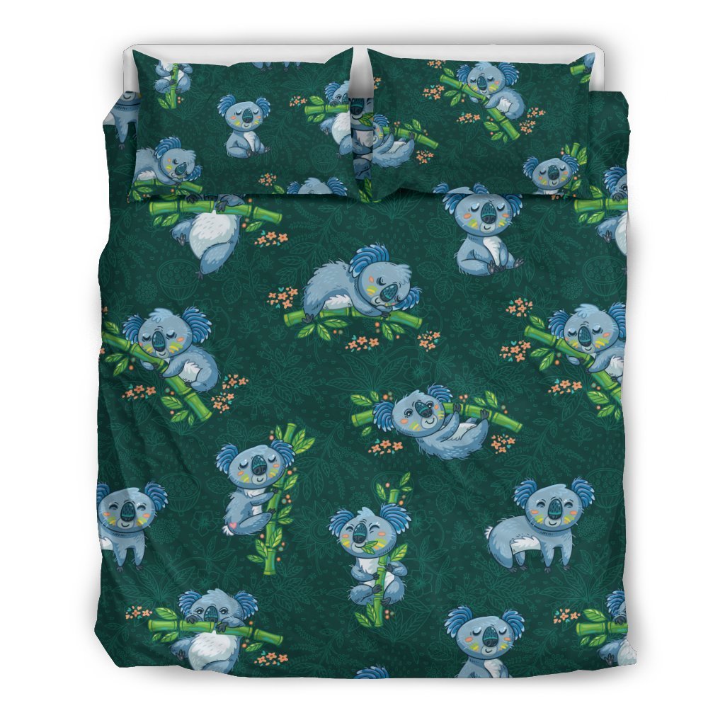 Koala Blue Design Print Duvet Cover Bedding Set