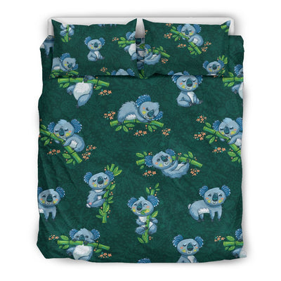 Koala Blue Design Print Duvet Cover Bedding Set