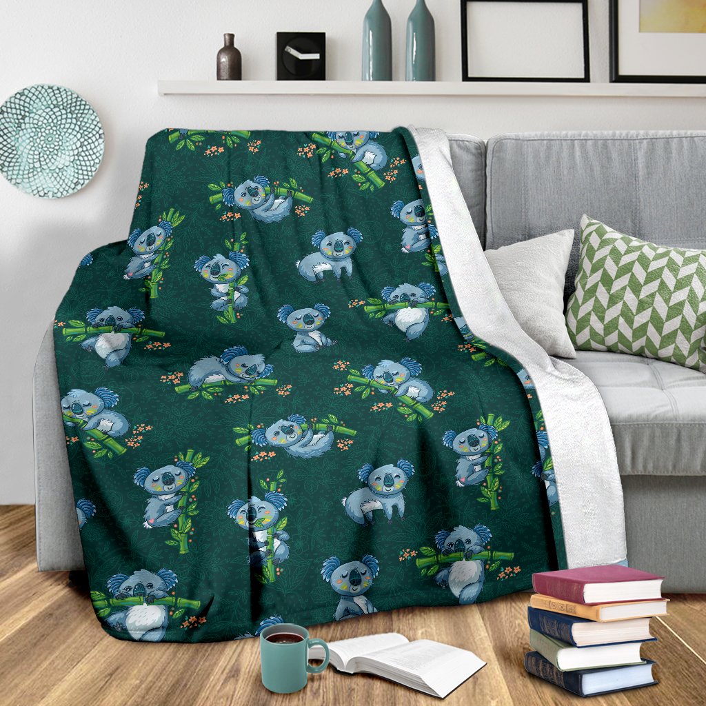 Koala Blue Design Print Fleece Blanket