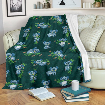 Koala Blue Design Print Fleece Blanket