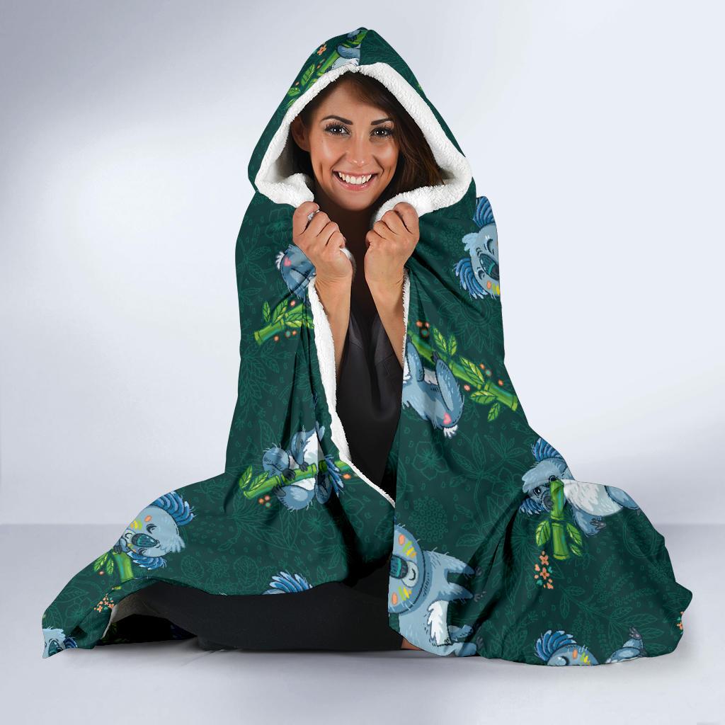 Koala Blue Design Print Hooded Blanket-JTAMIGO.COM
