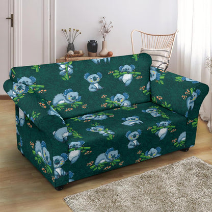 Koala Blue Design Print Loveseat Slipcover-JTAMIGO.COM