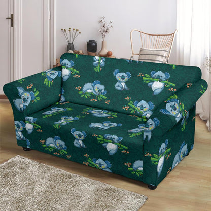 Koala Blue Design Print Loveseat Slipcover-JTAMIGO.COM