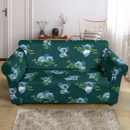 Koala Blue Design Print Loveseat Slipcover-JTAMIGO.COM