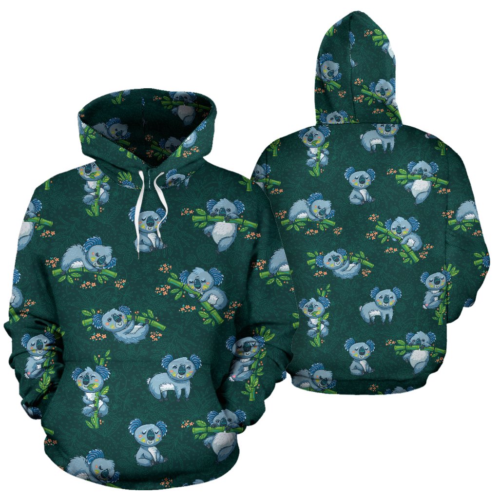 Koala Blue Design Print Pullover Hoodie