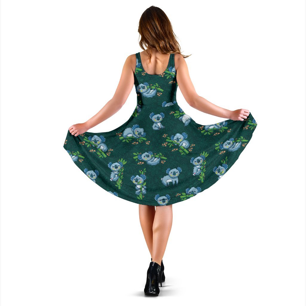Koala Blue Design Print Sleeveless Dress