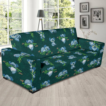 Koala Blue Design Print Sofa Slipcover-JTAMIGO.COM