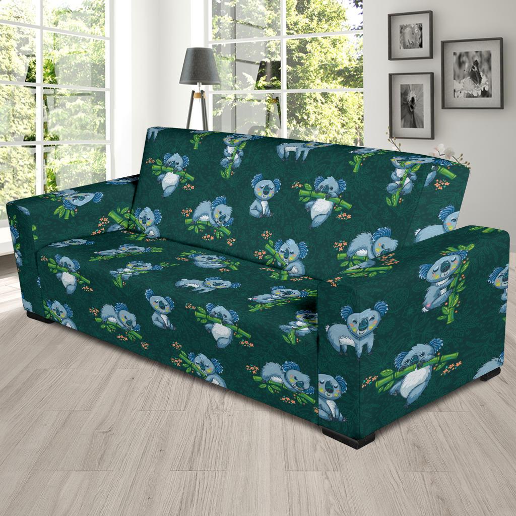 Koala Blue Design Print Sofa Slipcover-JTAMIGO.COM