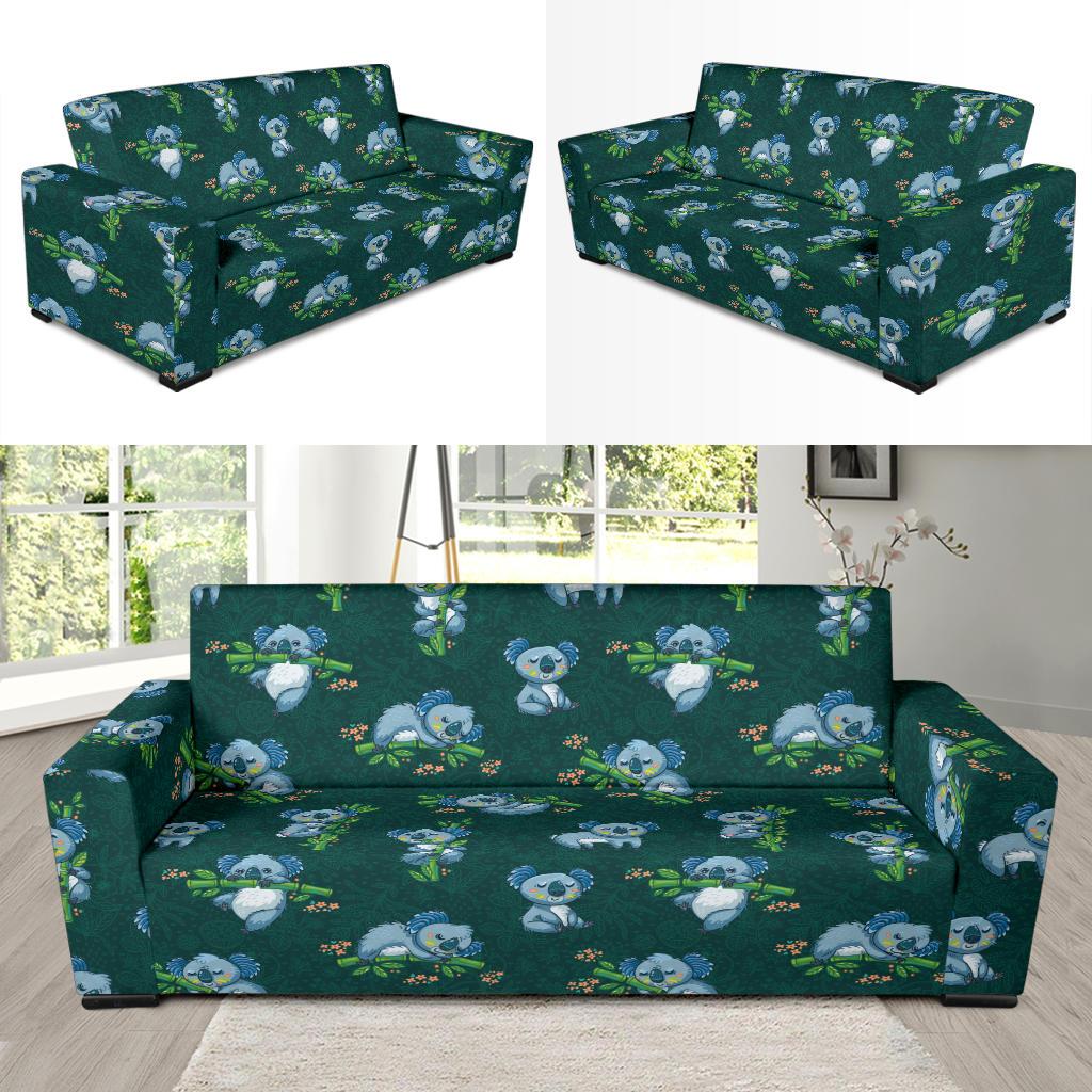 Koala Blue Design Print Sofa Slipcover-JTAMIGO.COM