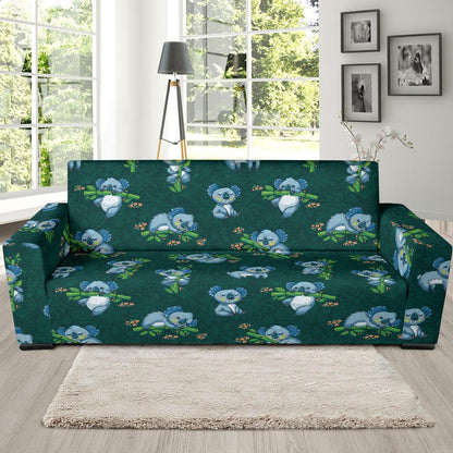 Koala Blue Design Print Sofa Slipcover-JTAMIGO.COM