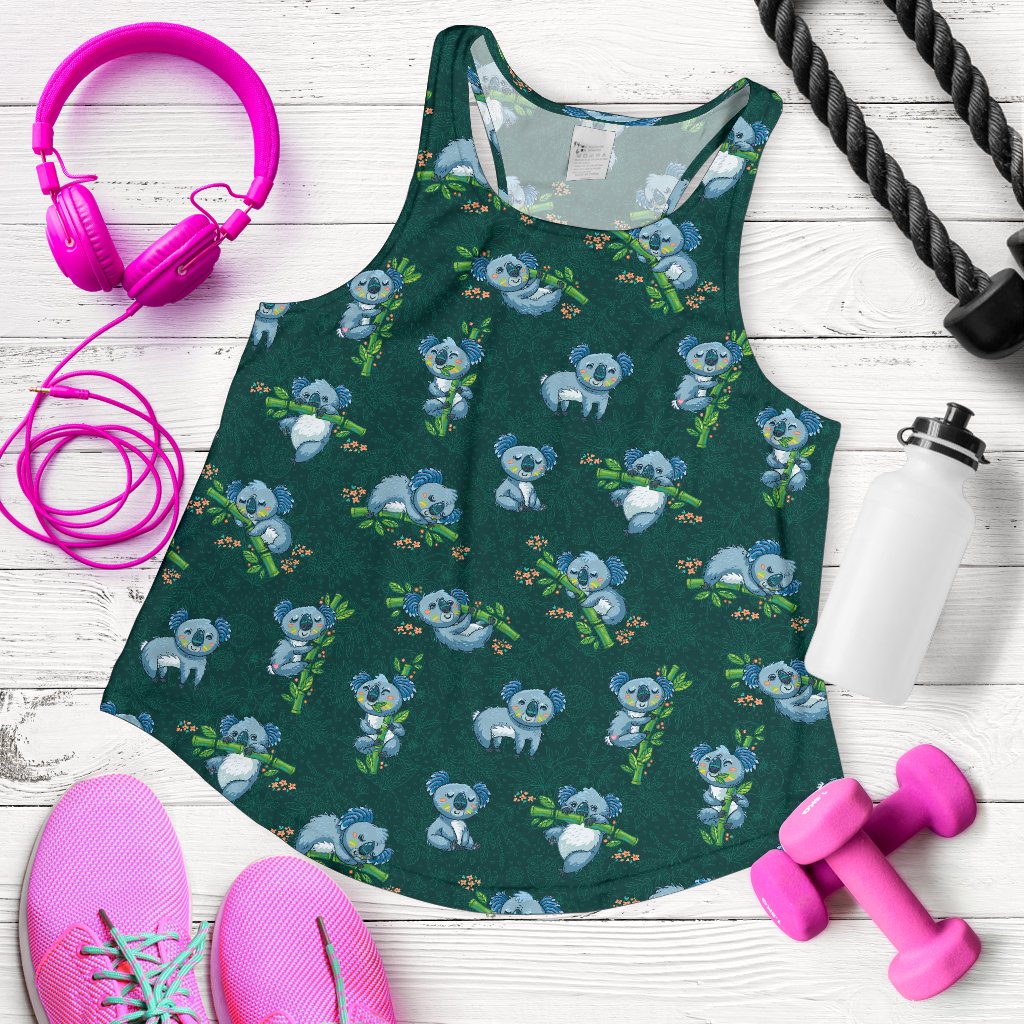Koala Blue Design Print Women Racerback Tank Top