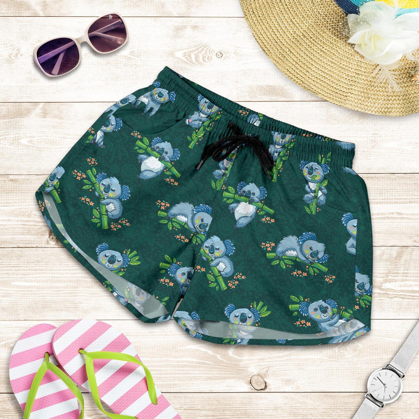 Koala Blue Design Print Women Shorts-JTAMIGO.COM