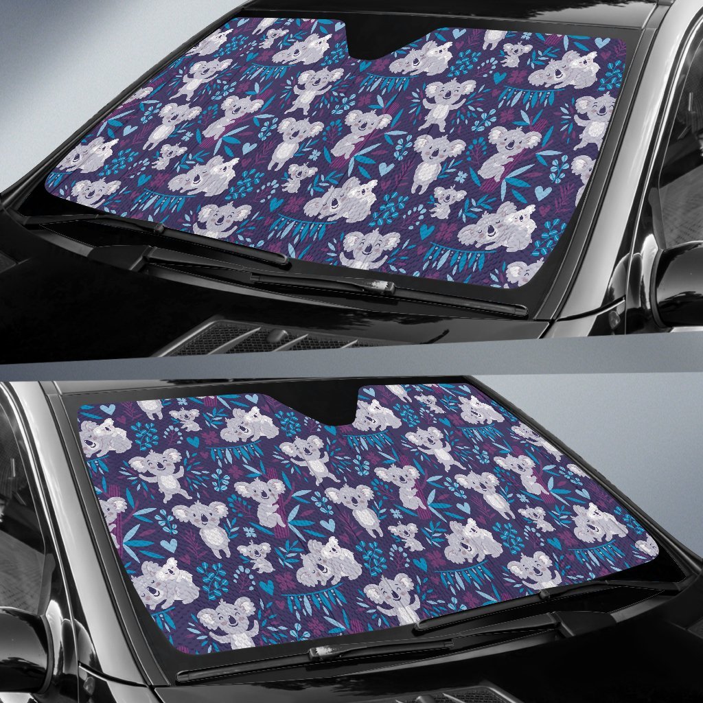 Koala Cute Themed Design Print Car Sun Shade For Windshield