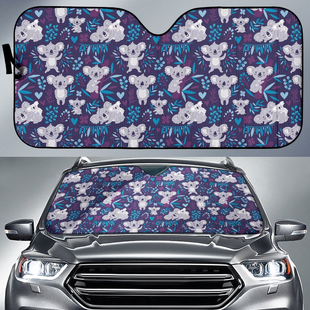 Koala Cute Themed Design Print Car Sun Shade For Windshield