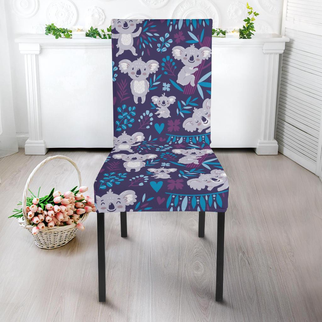 Koala Cute Themed Design Print Dining Chair Slipcover-JTAMIGO.COM