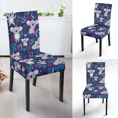 Koala Cute Themed Design Print Dining Chair Slipcover-JTAMIGO.COM
