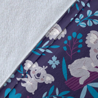 Koala Cute Themed Design Print Fleece Blanket