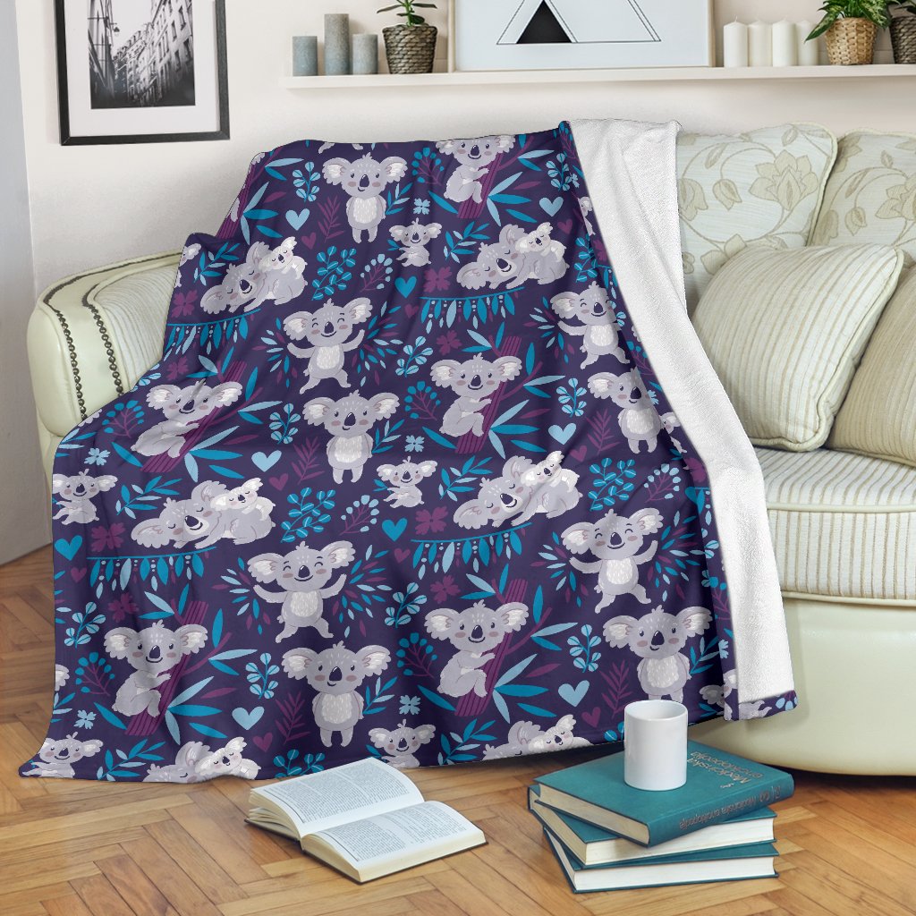 Koala Cute Themed Design Print Fleece Blanket