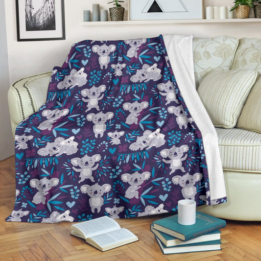 Koala Cute Themed Design Print Fleece Blanket
