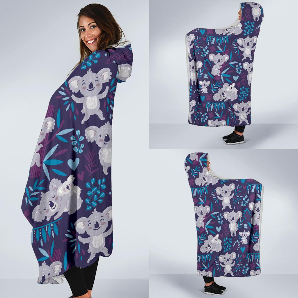 Koala Cute Themed Design Print Hooded Blanket-JTAMIGO.COM