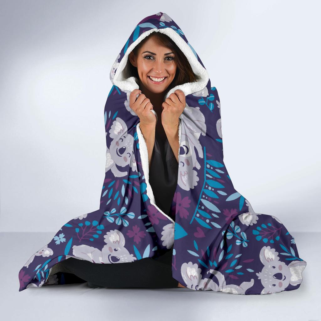 Koala Cute Themed Design Print Hooded Blanket-JTAMIGO.COM