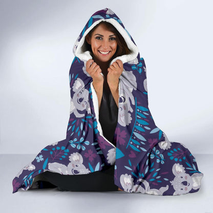 Koala Cute Themed Design Print Hooded Blanket-JTAMIGO.COM