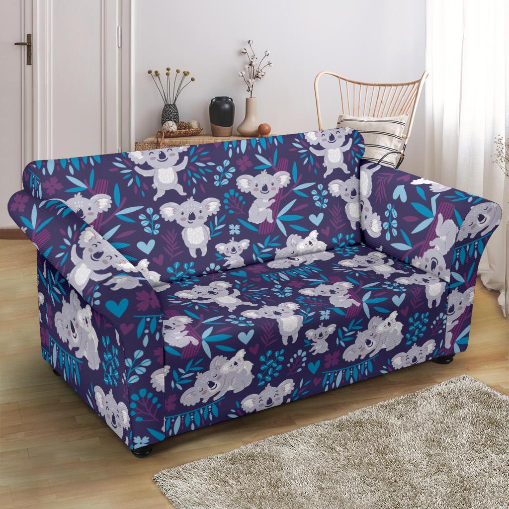 Koala Cute Themed Design Print Loveseat Slipcover-JTAMIGO.COM