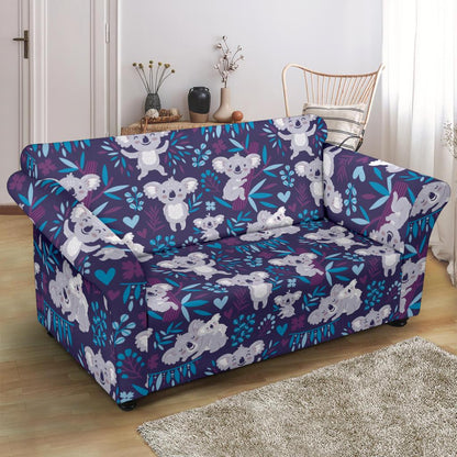 Koala Cute Themed Design Print Loveseat Slipcover-JTAMIGO.COM