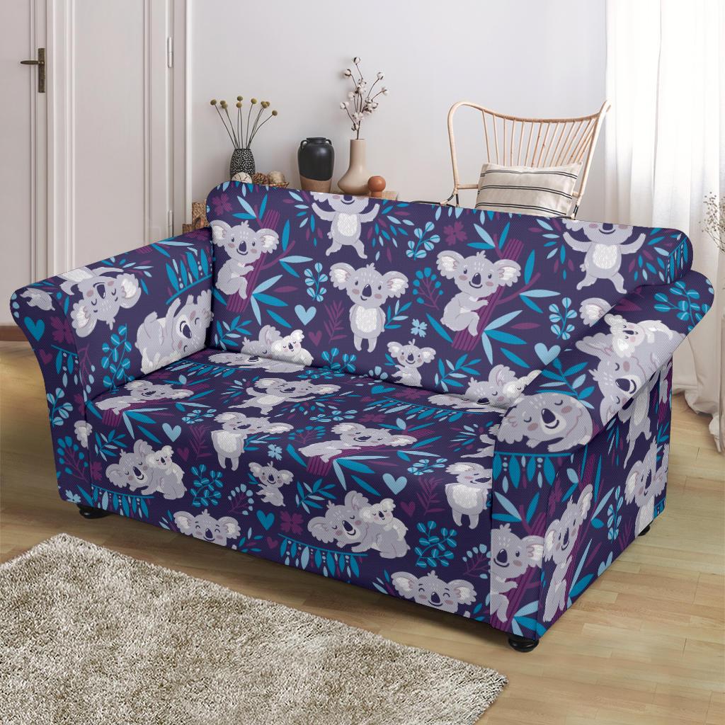 Koala Cute Themed Design Print Loveseat Slipcover-JTAMIGO.COM
