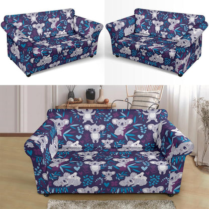 Koala Cute Themed Design Print Loveseat Slipcover-JTAMIGO.COM