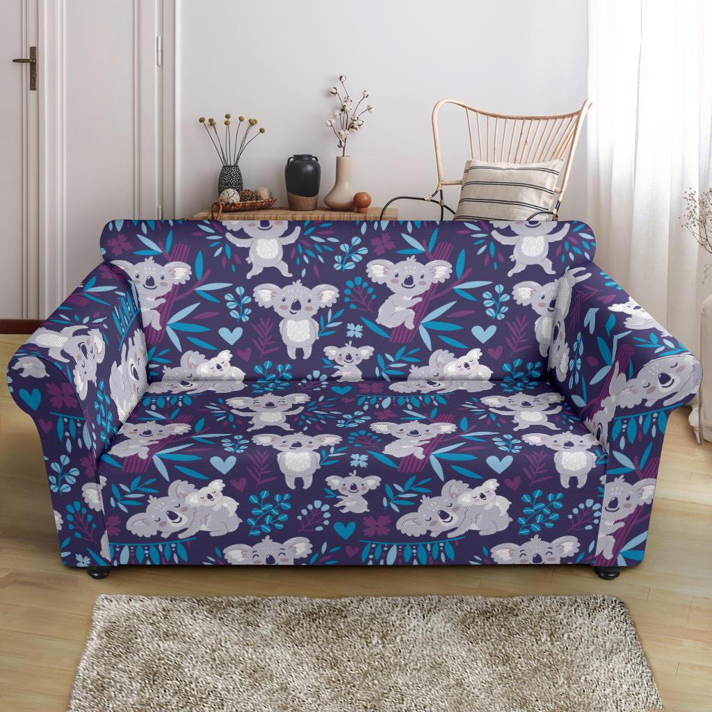 Koala Cute Themed Design Print Loveseat Slipcover-JTAMIGO.COM