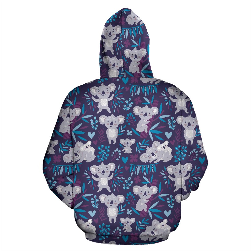 Koala Cute Themed Design Print Pullover Hoodie