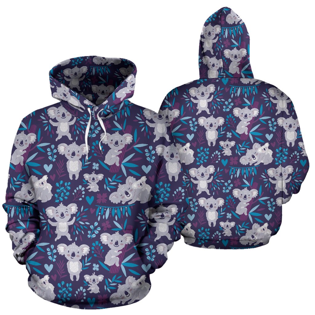 Koala Cute Themed Design Print Pullover Hoodie