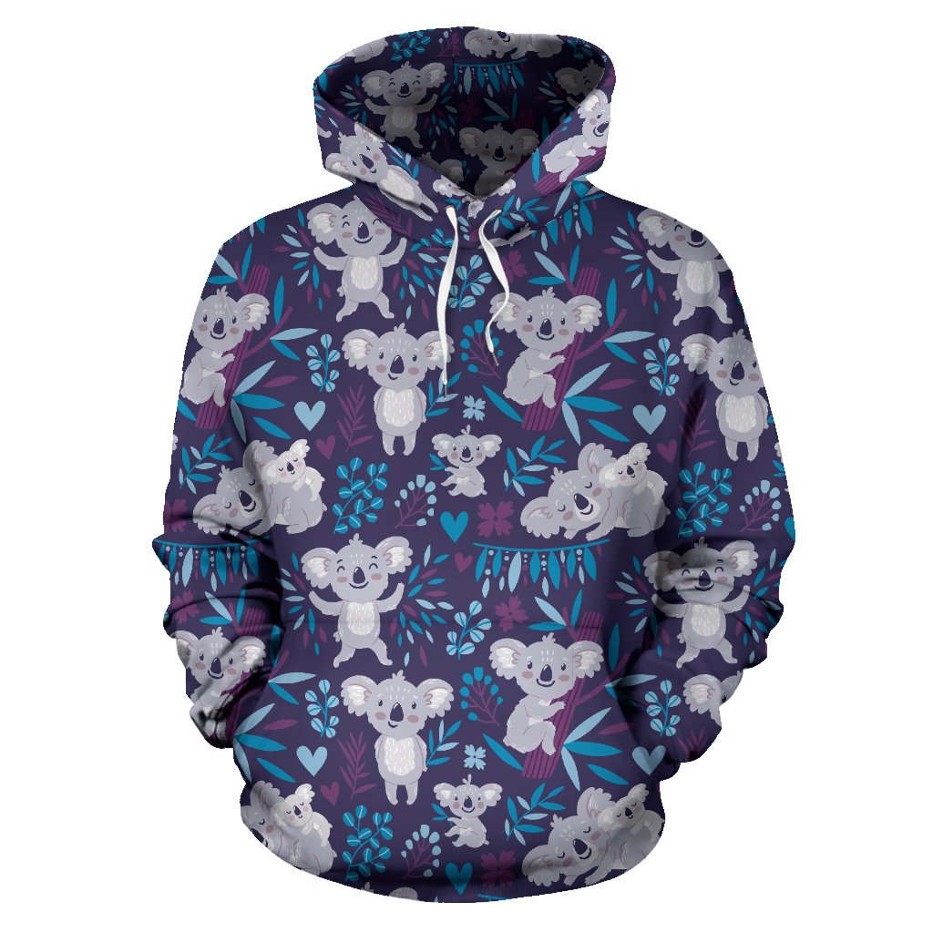 Koala Cute Themed Design Print Pullover Hoodie