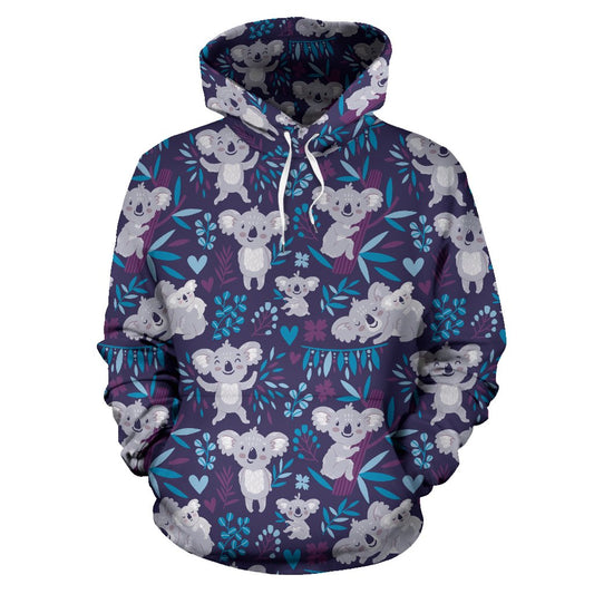 Koala Cute Themed Design Print Pullover Hoodie