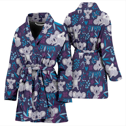 Koala Cute Themed Design Print Women Bath Robe-JTAMIGO.COM
