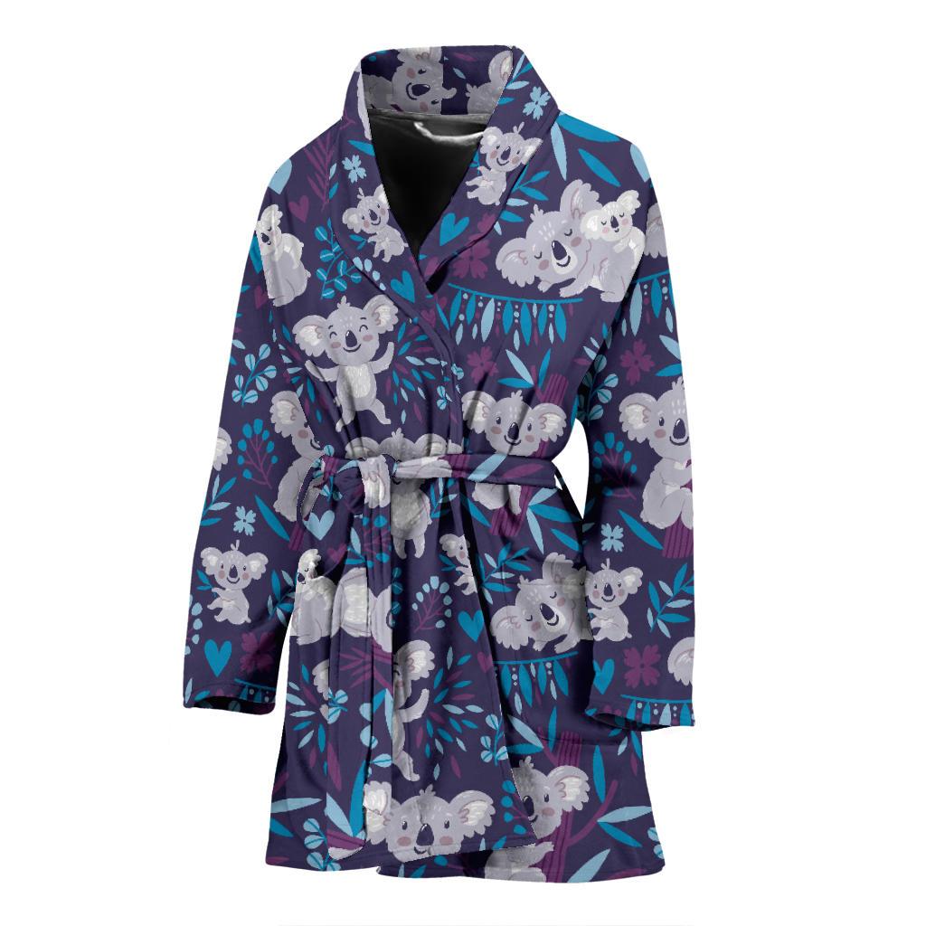 Koala Cute Themed Design Print Women Bath Robe-JTAMIGO.COM