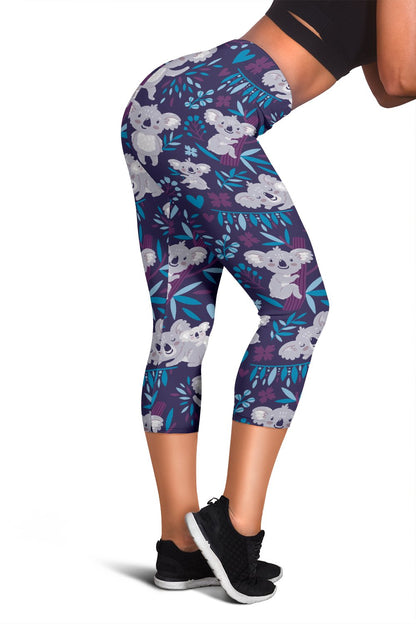 Koala Cute Themed Design Print Women Capris