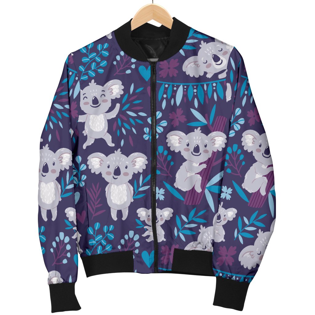 Koala Cute Themed Design Print Women Casual Bomber Jacket