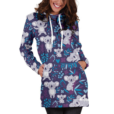 Koala Cute Themed Design Print Women Hoodie Dress