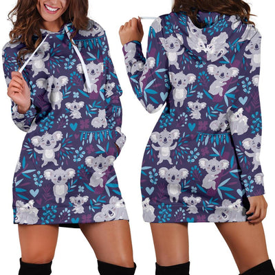 Koala Cute Themed Design Print Women Hoodie Dress